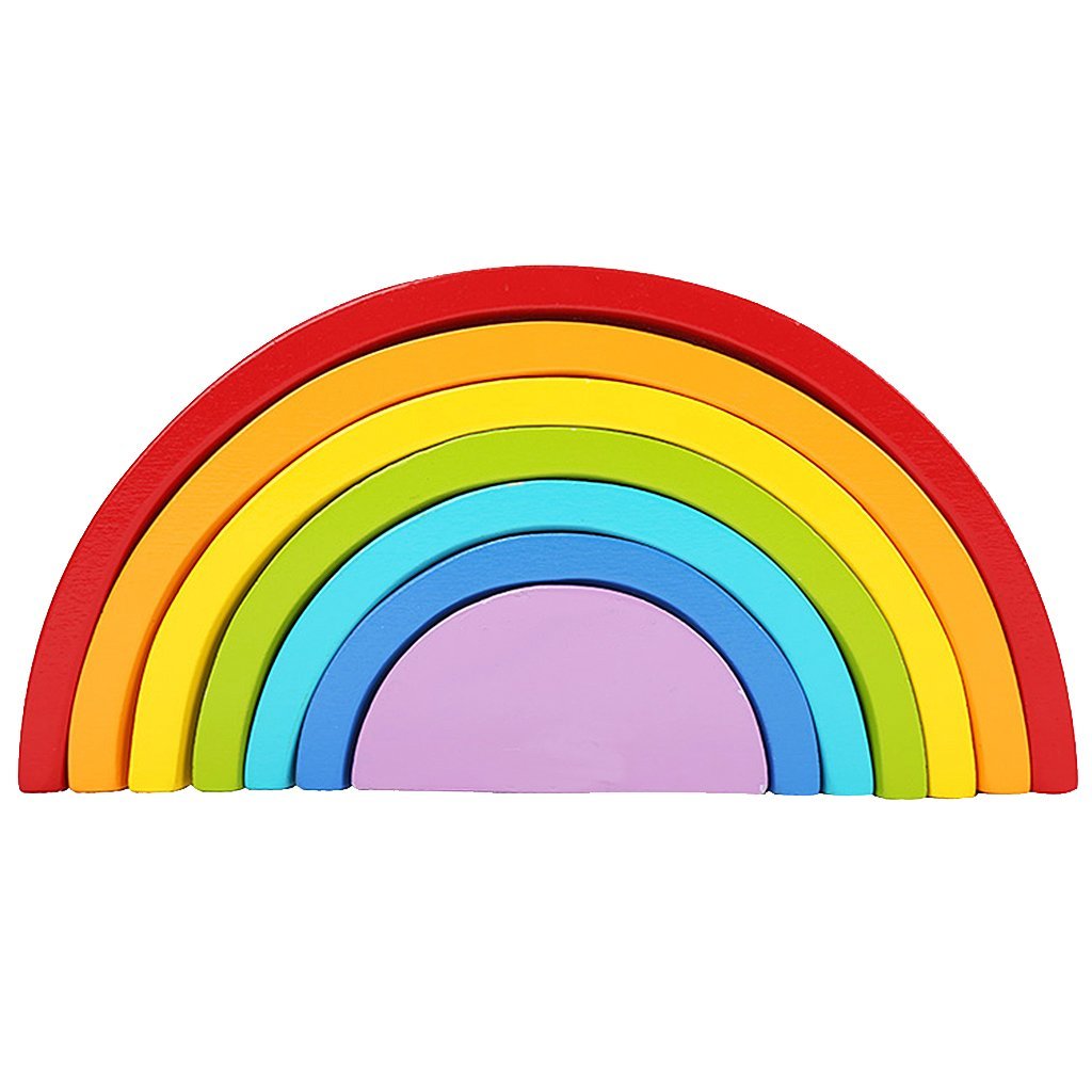 DMZK Rompecabezas Arco Iris de Madera Juguetes educativos Puzzle Arcoiris 7 Color para Niños 